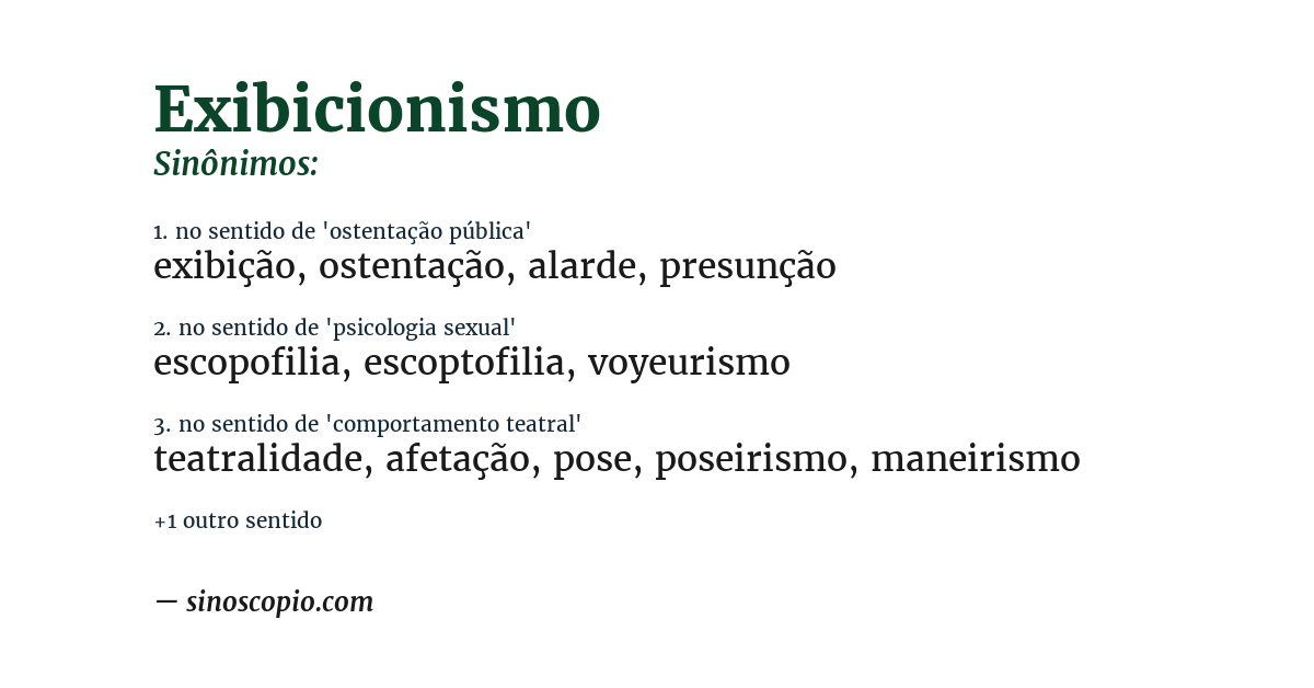 Sinônimo de exibicionismo
