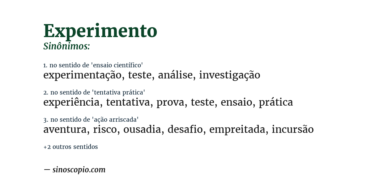 Sinônimo de experimento