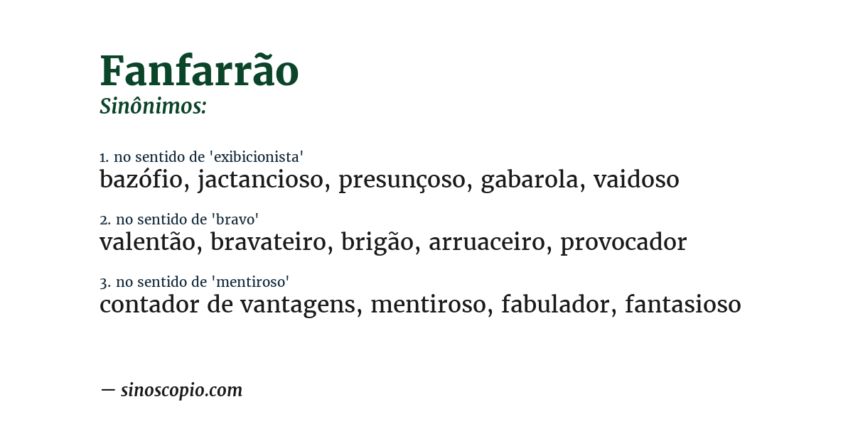 Sinônimo de fanfarrão