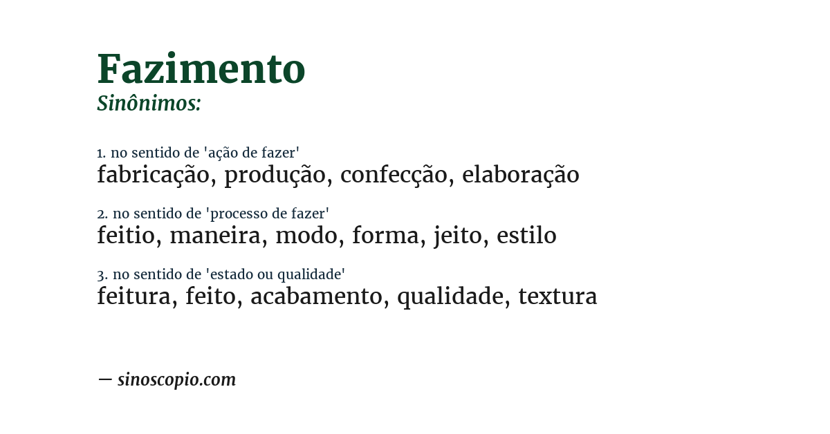 Sinônimo de fazimento