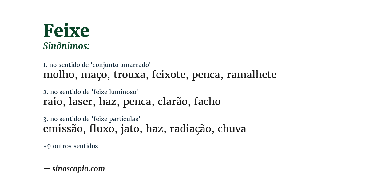 Sinônimo de feixe