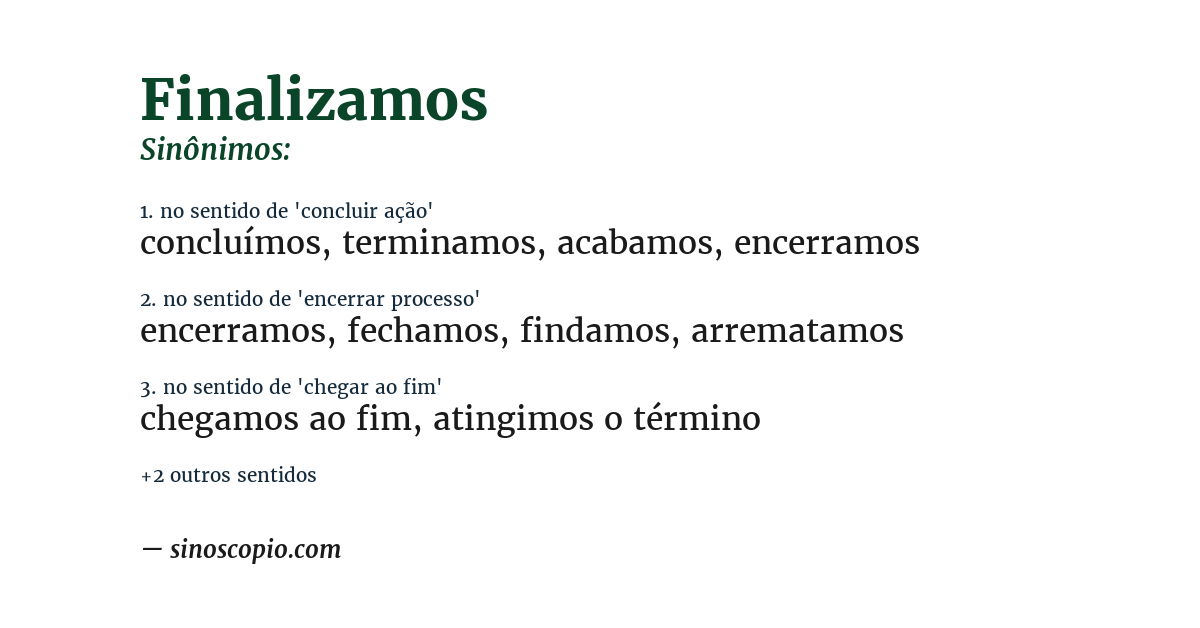 Sinônimo de finalizamos