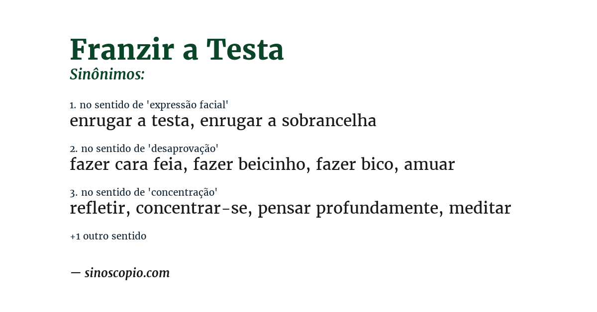 Sinônimo de franzir a testa