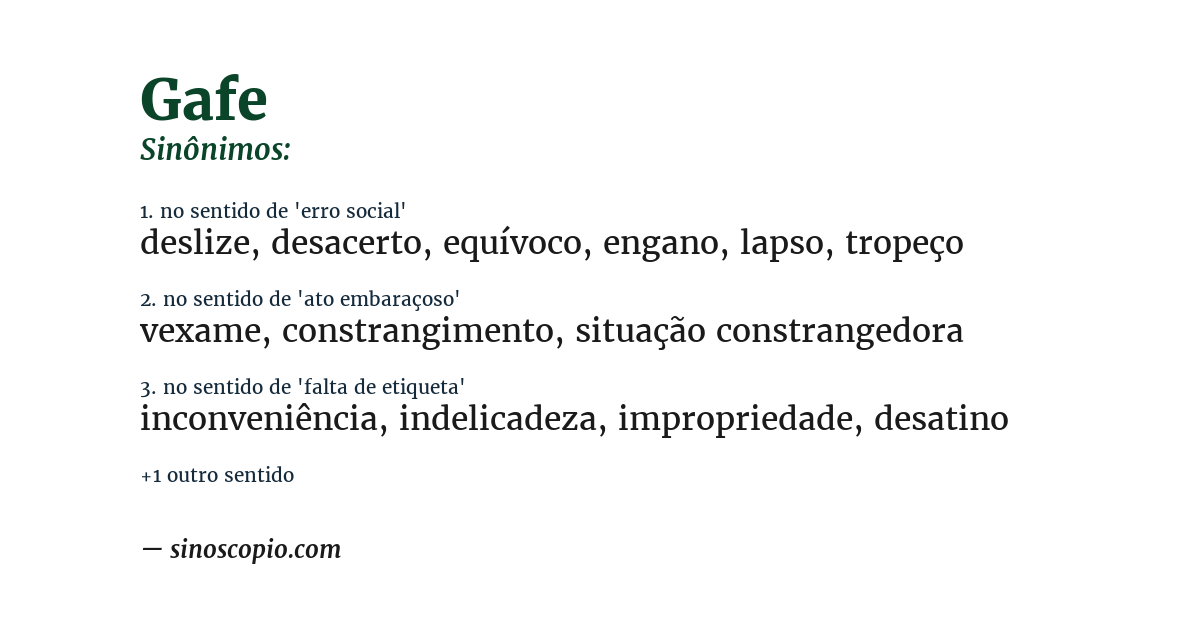 Sinônimo de gafe