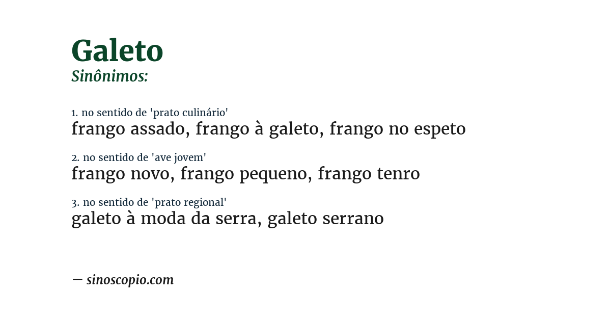 Sinônimo de galeto