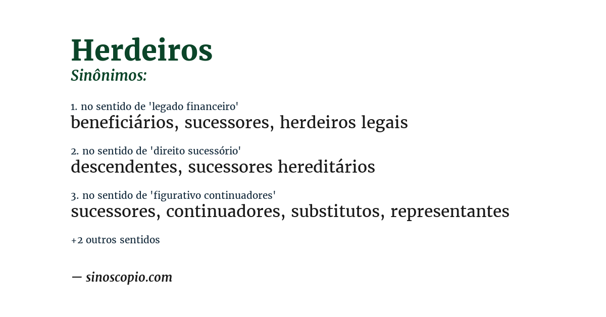 Sinônimo de herdeiros