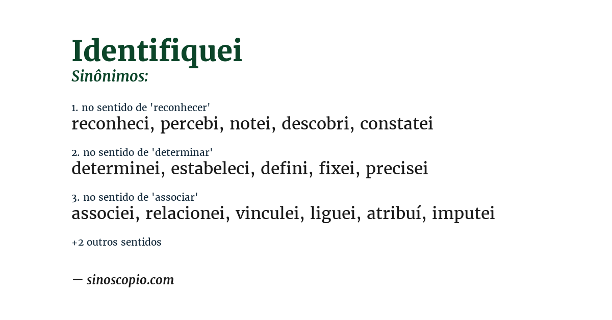 Sinônimo de identifiquei