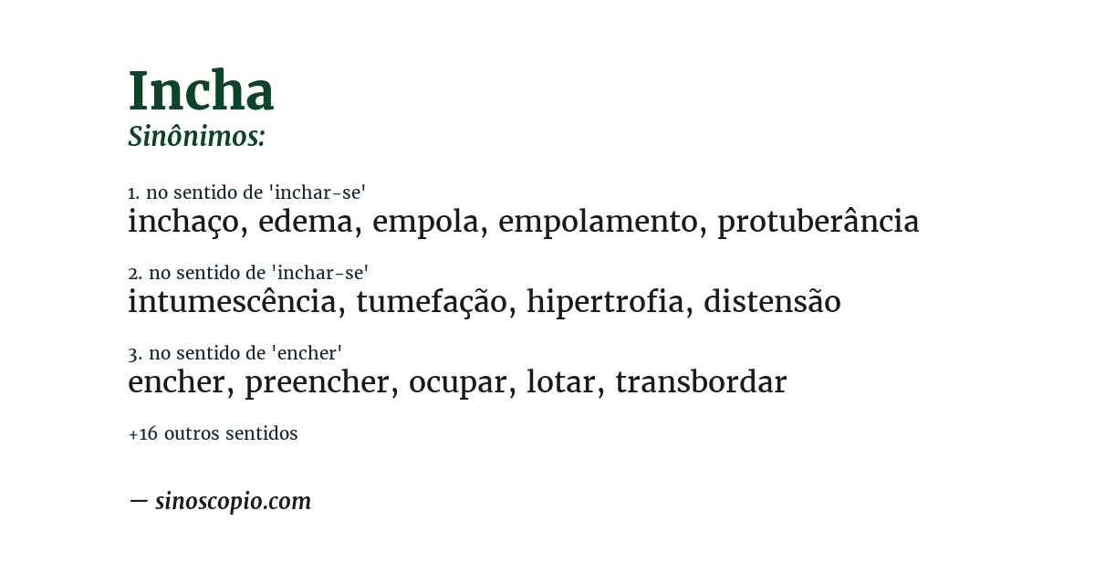 Sinônimo de incha