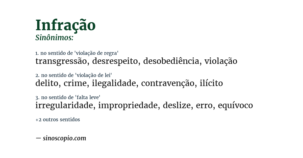 Sinônimo de infração