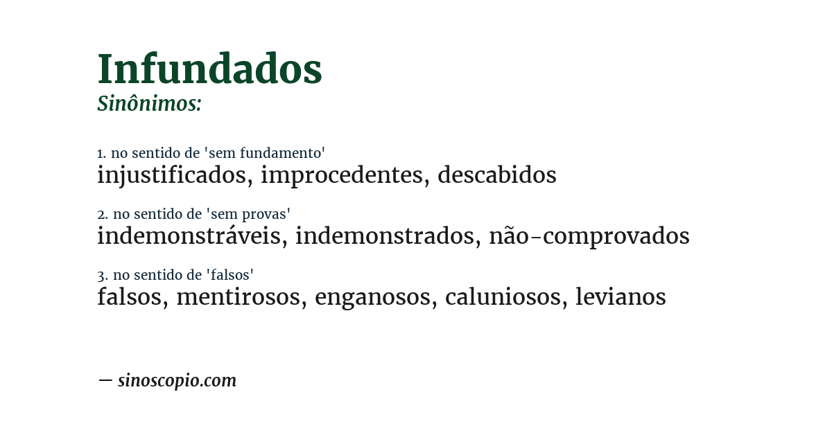 Sinônimo de infundados