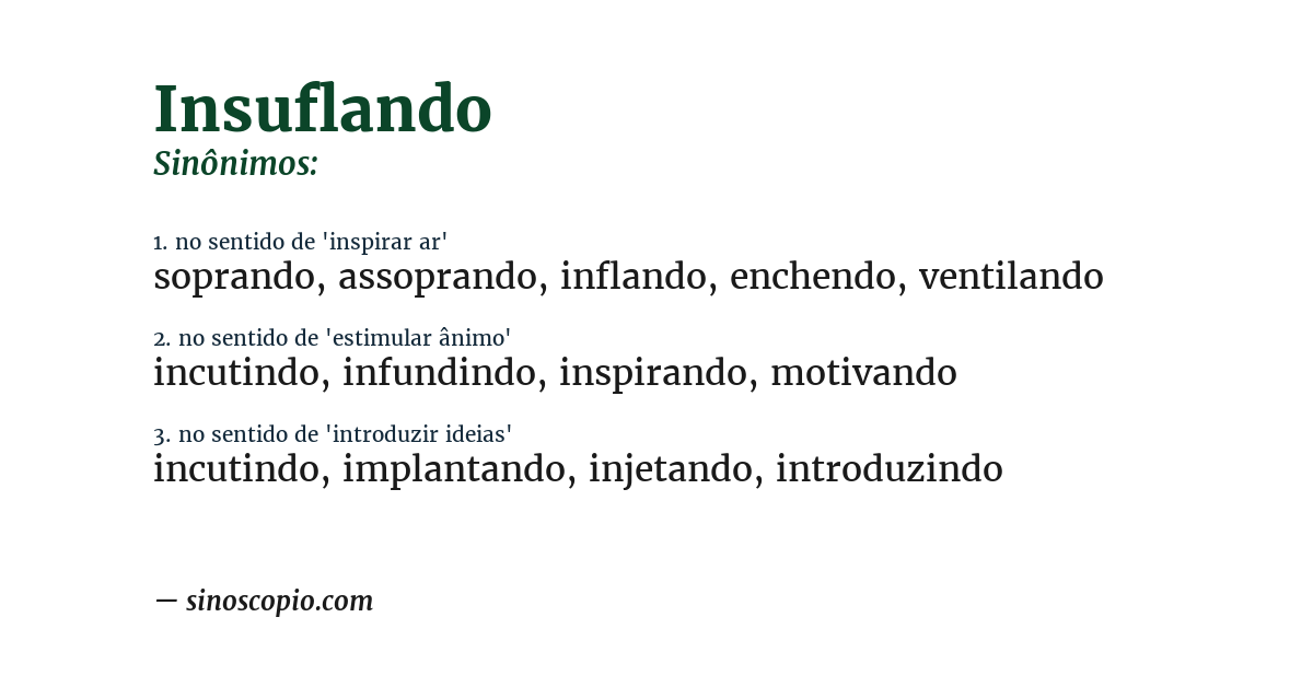Sinônimo de insuflando