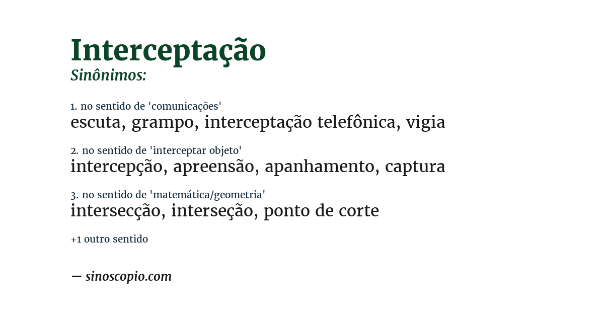 Sinônimo de interceptação