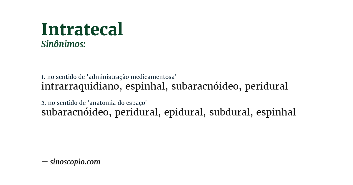 Sinônimo de intratecal