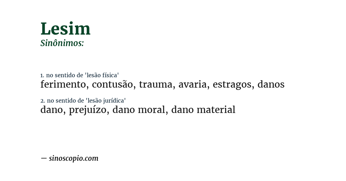 Sinônimo de lesim