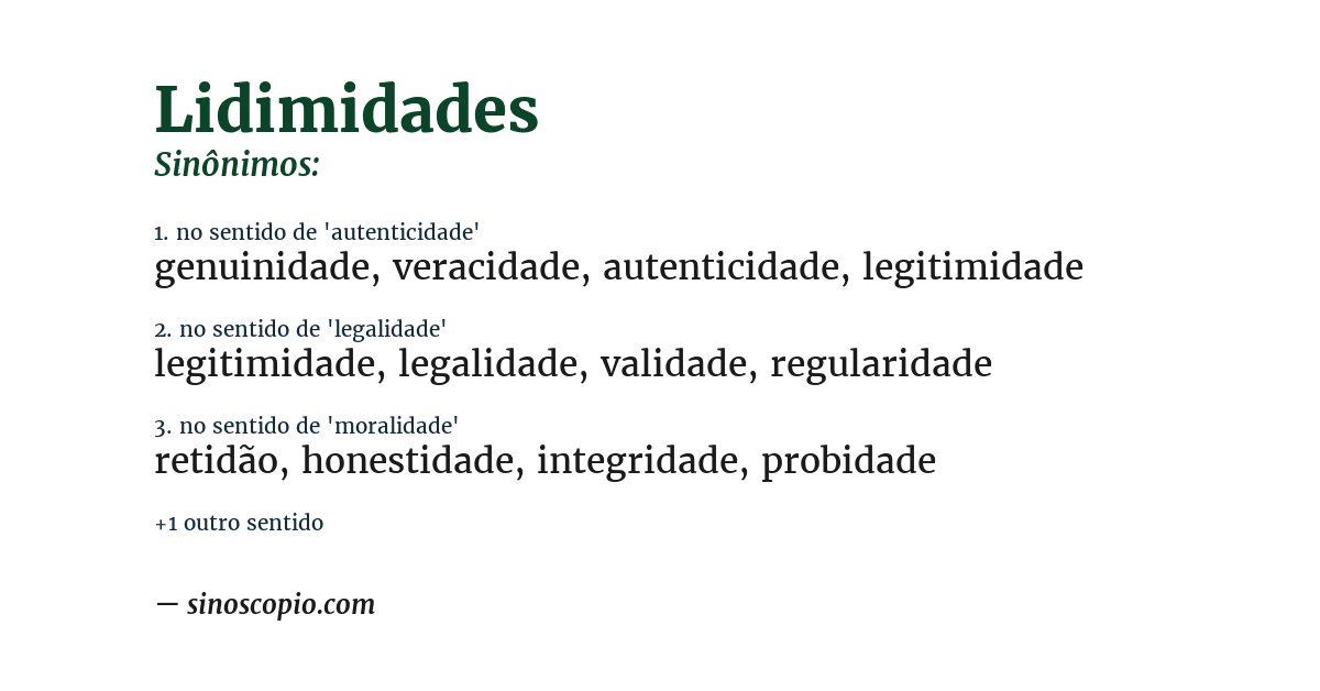 Sinônimo de lidimidades