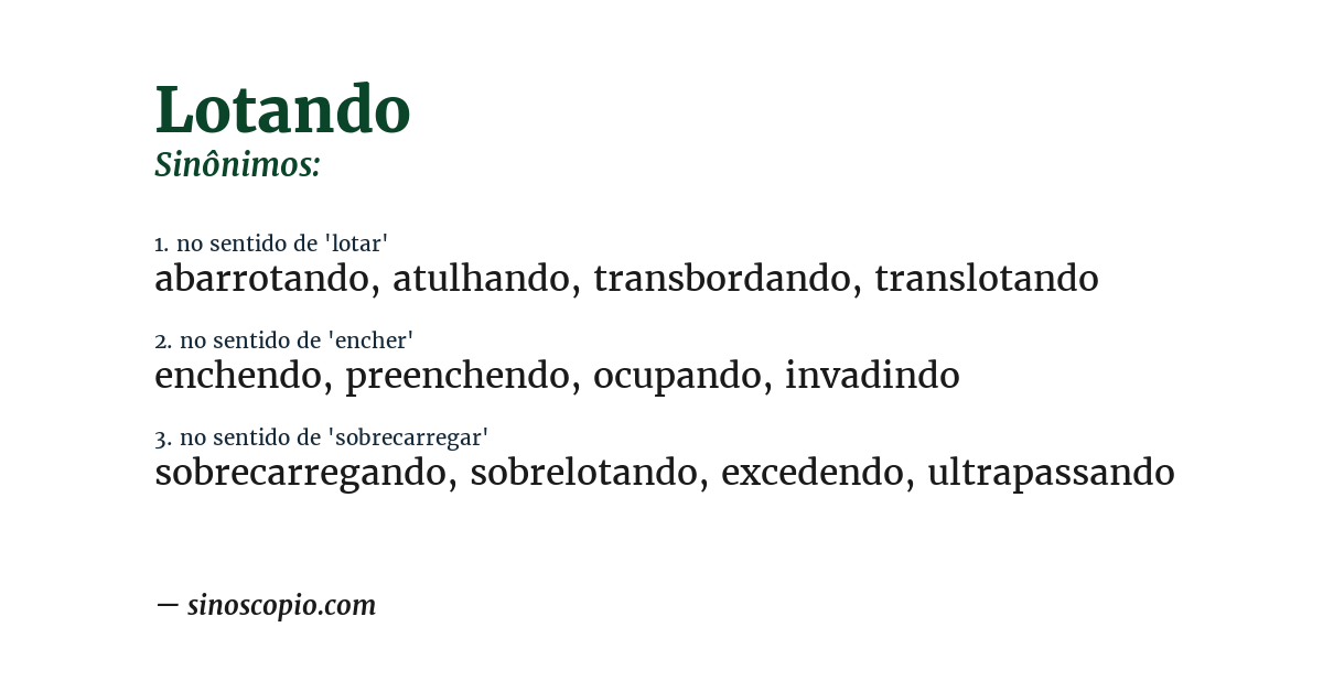 Sinônimo de lotando