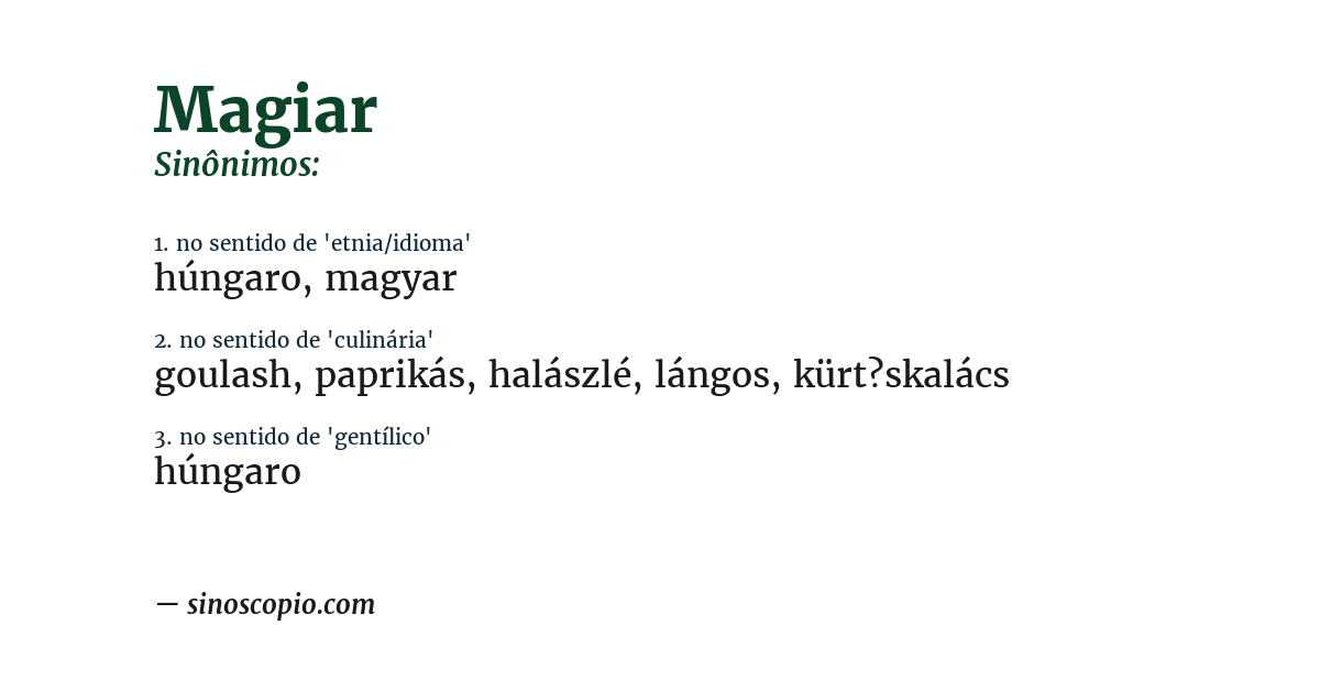 Sinônimo de magiar