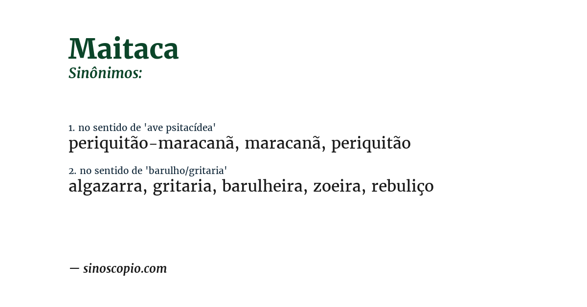 Sinônimo de maitaca