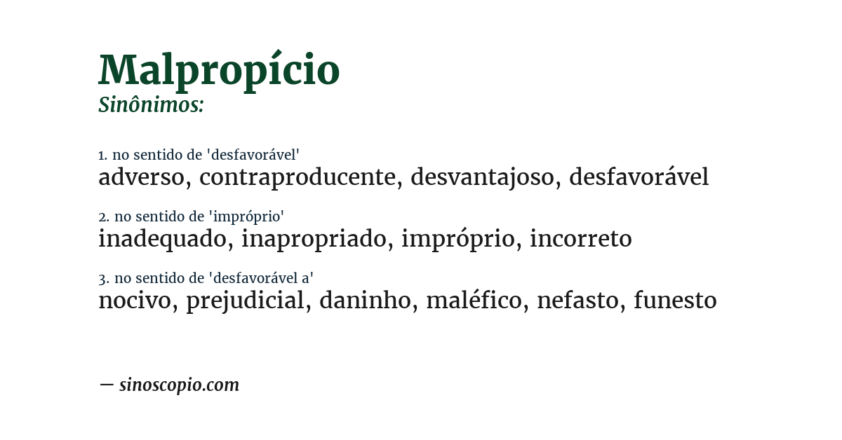 Sinônimo de malpropício