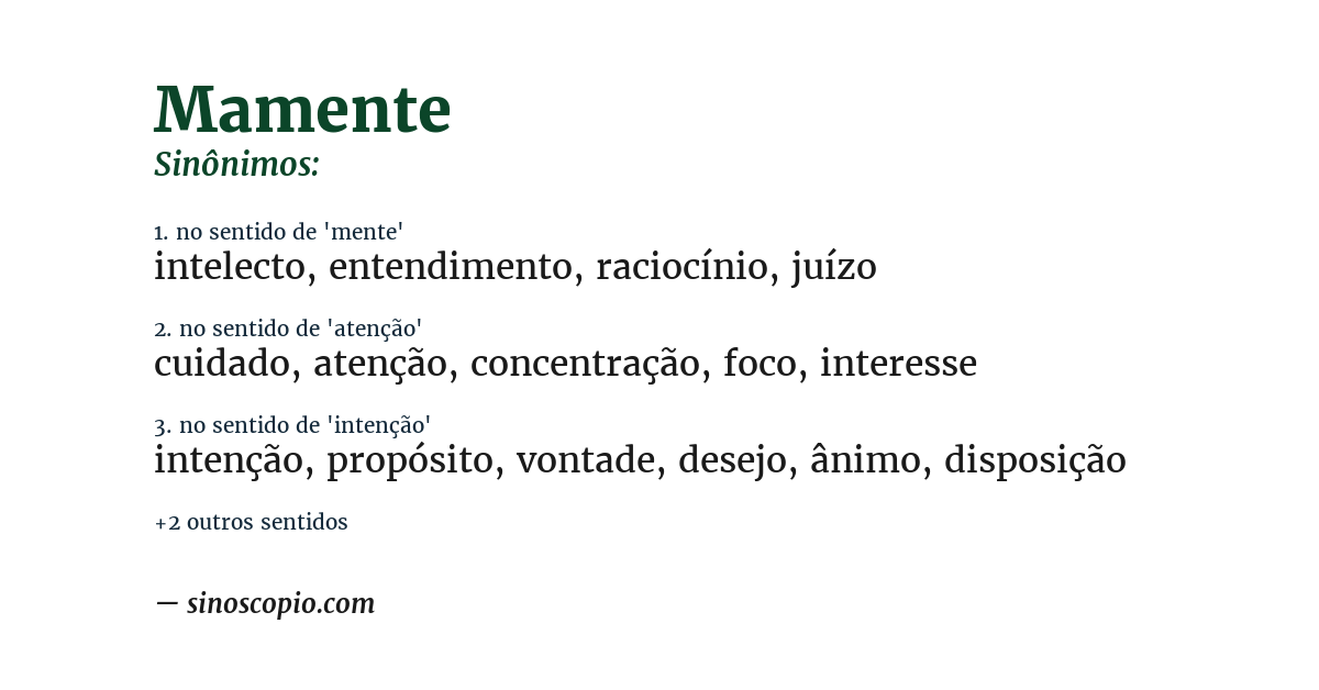 Sinônimo de mamente