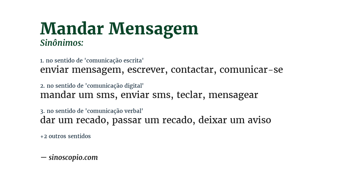 Sinônimo de mandar mensagem