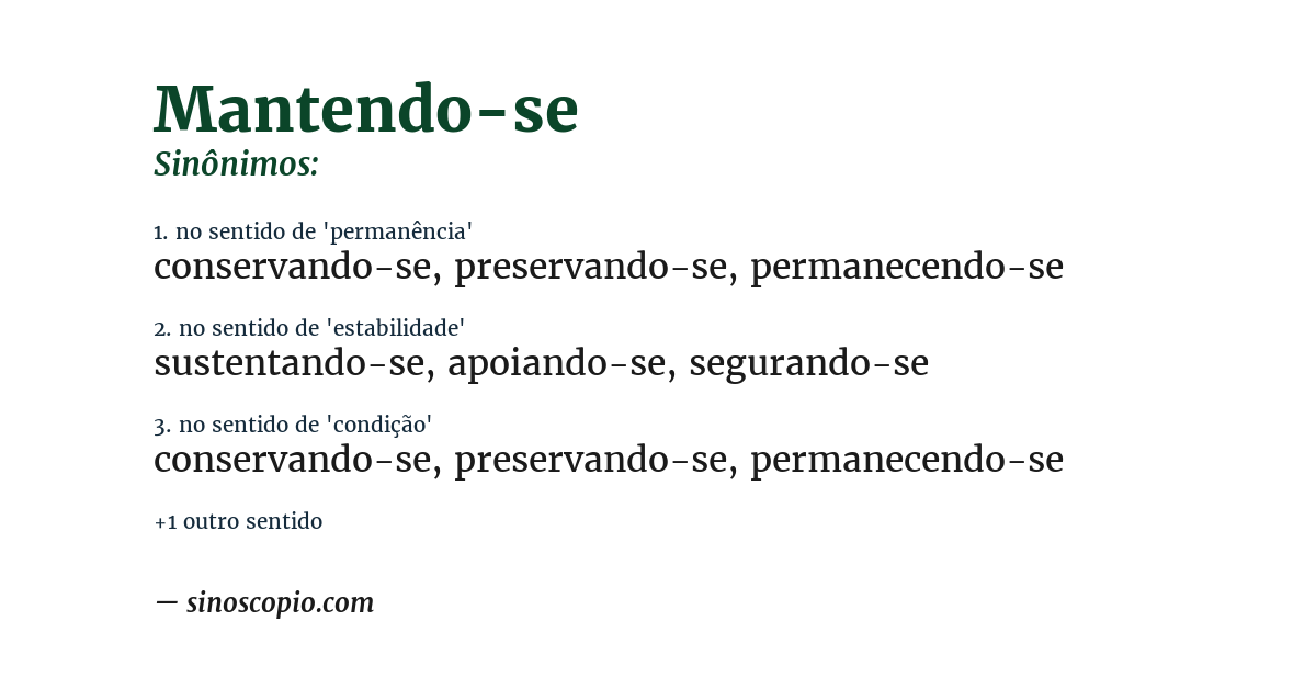 Sinônimo de mantendo-se