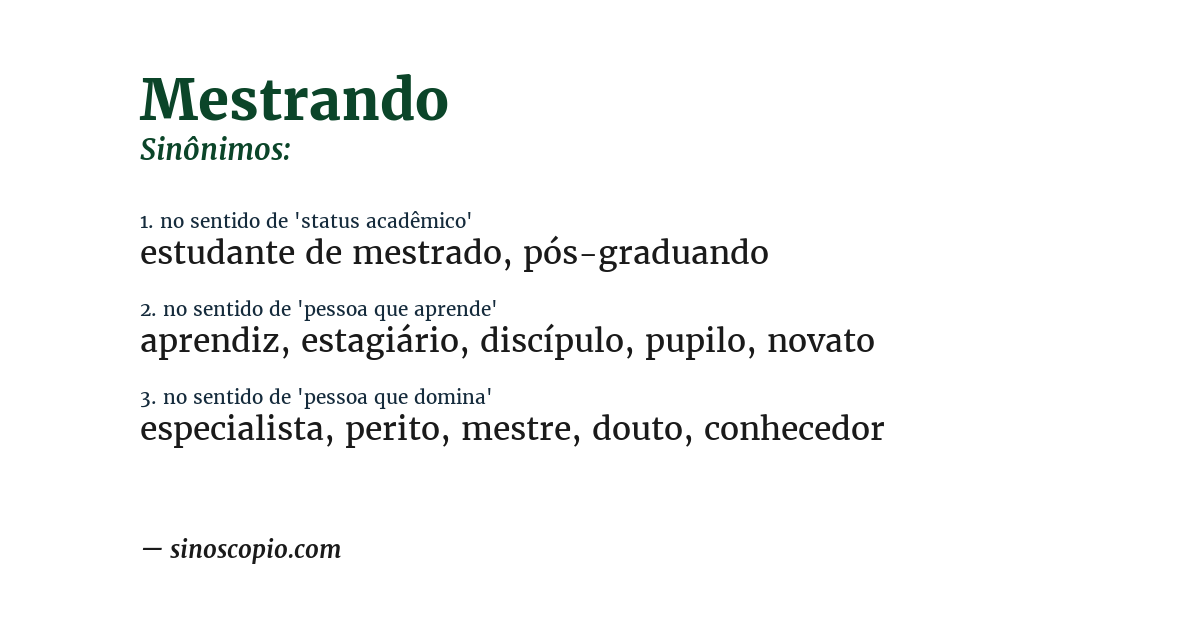Sinônimo de mestrando