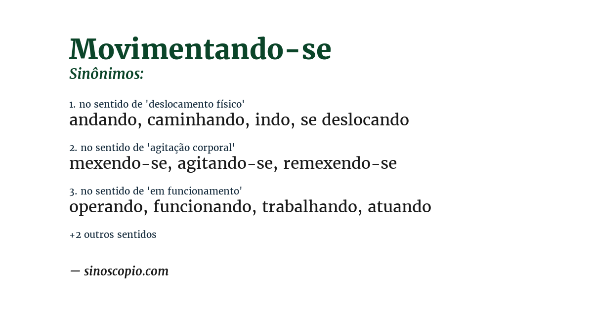 Sinônimo de movimentando-se