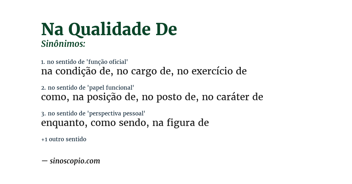 Sinônimo de na qualidade de