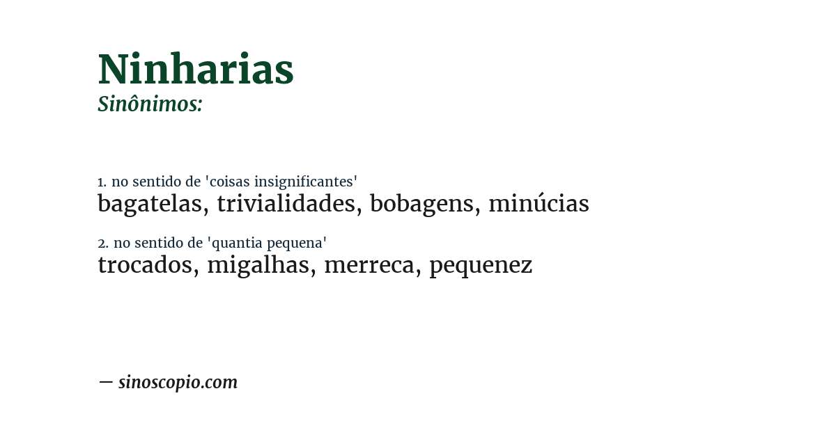 Sinônimo de ninharias