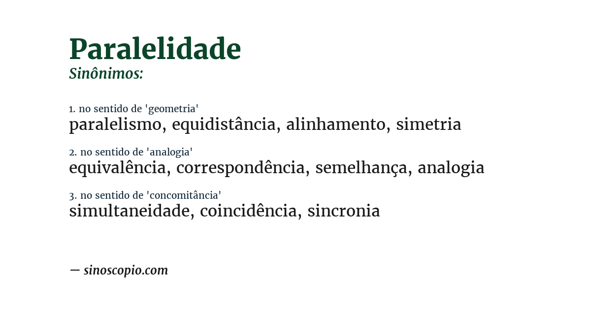 Sinônimo de paralelidade