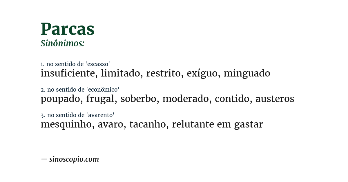 Sinônimo de parcas
