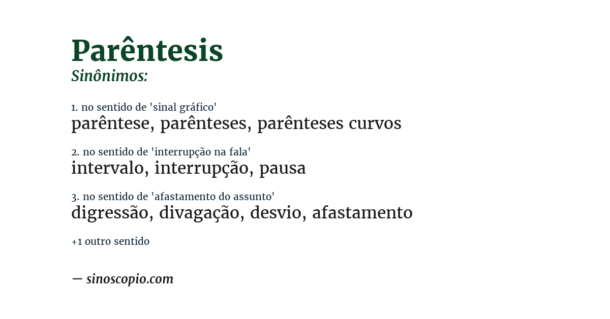 Sinônimo de parêntesis