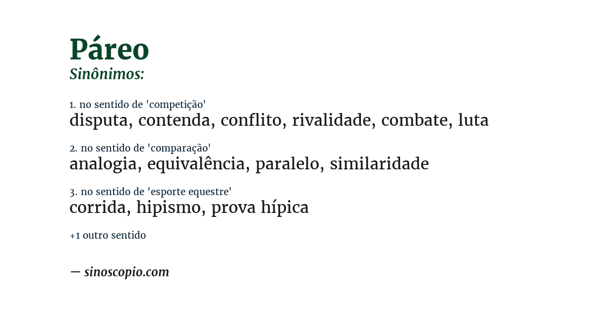 Sinônimo de páreo