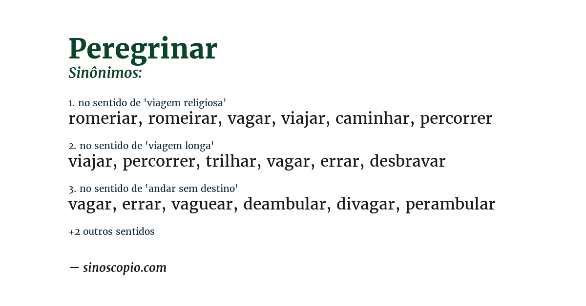 Sinônimo de peregrinar