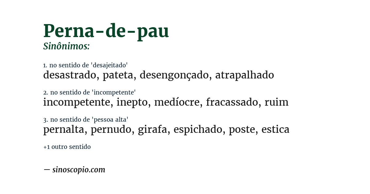 Sinônimo de perna-de-pau