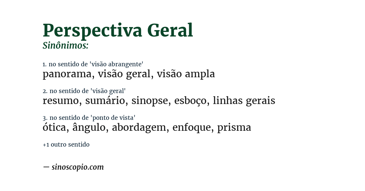 Sinônimo de perspectiva geral