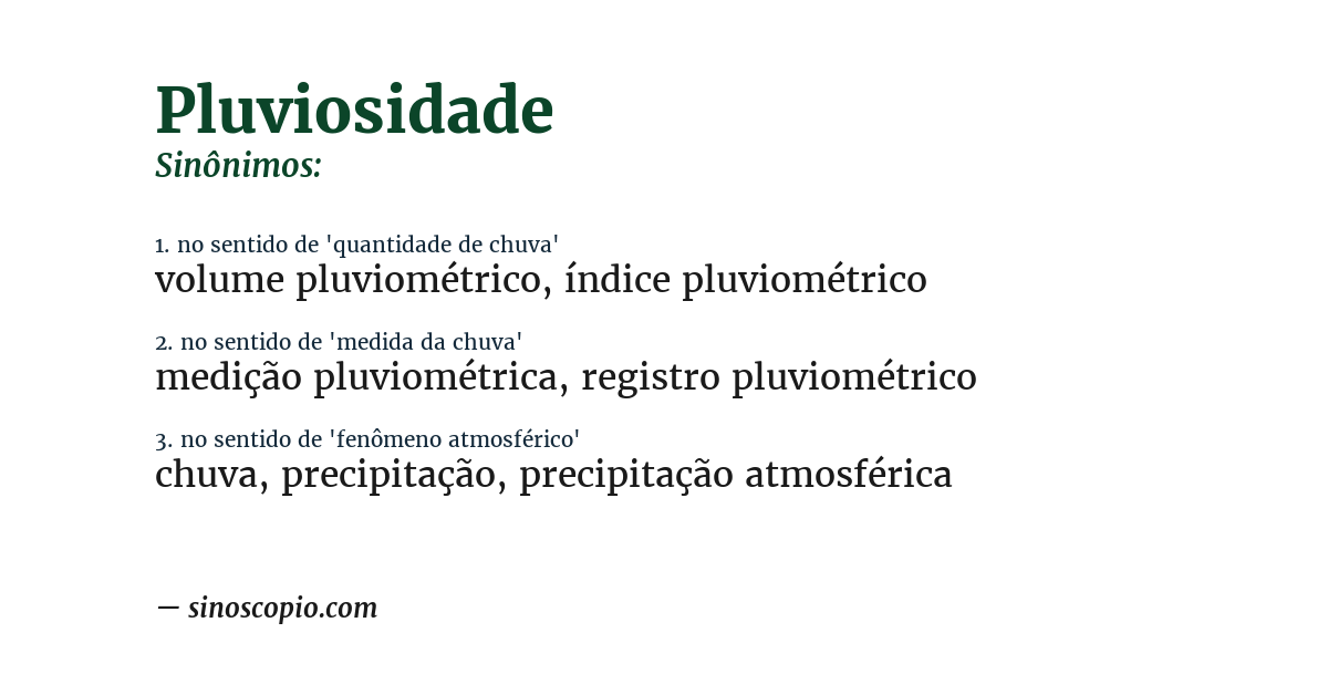 Sinônimo de pluviosidade