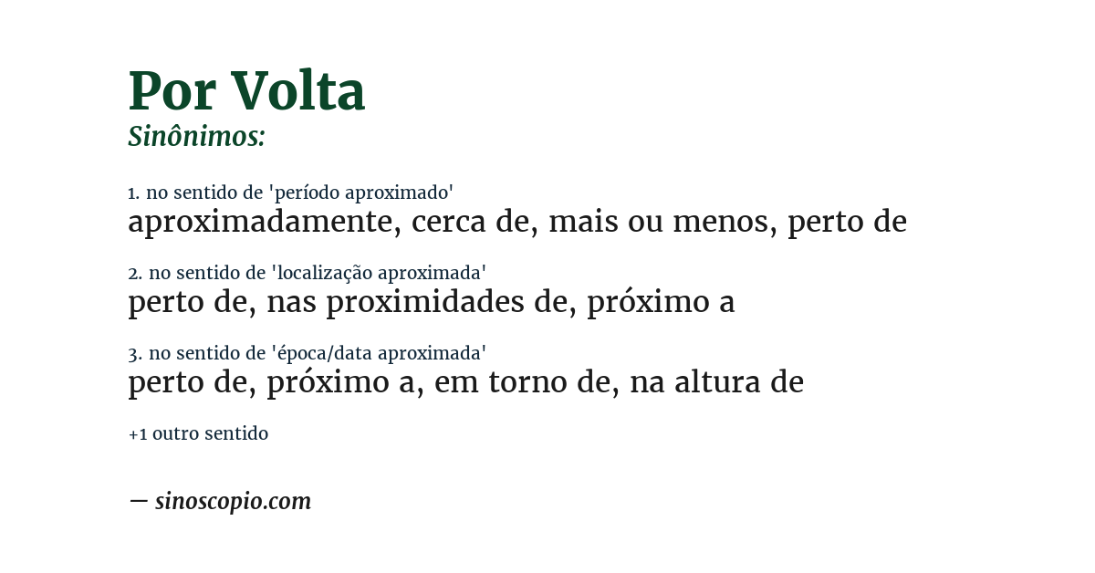 Sinônimo de por volta