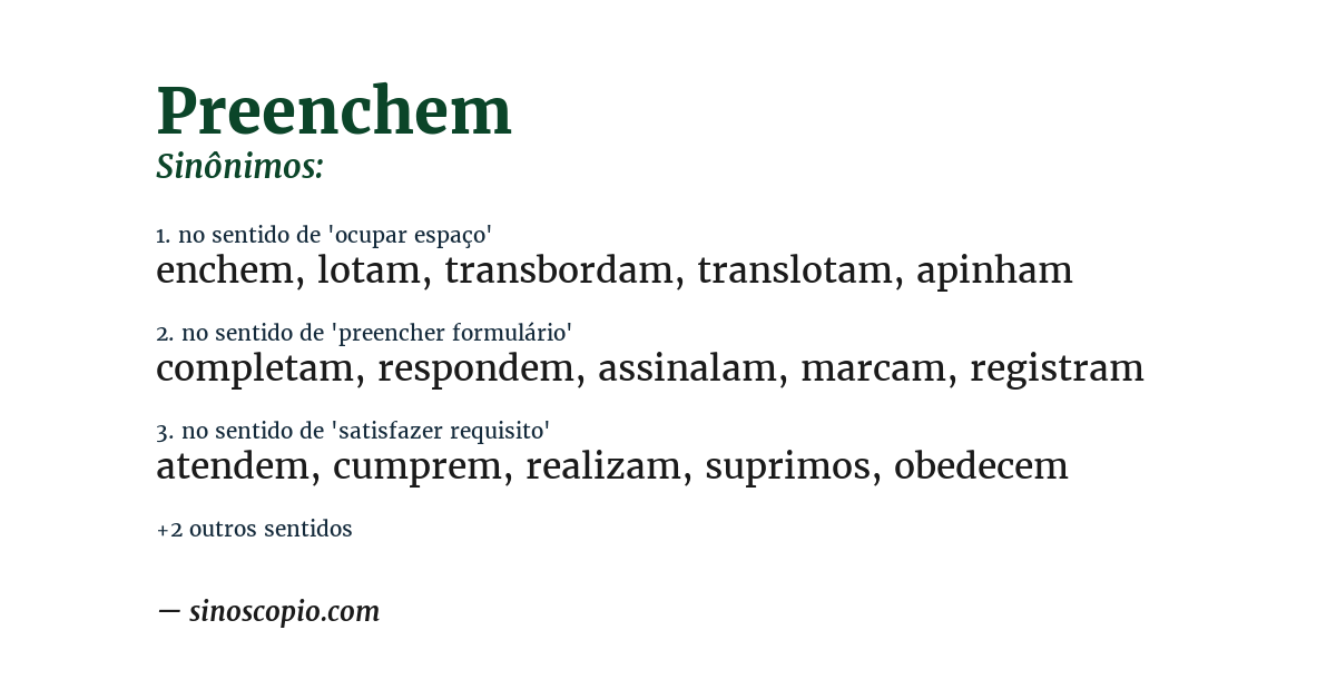 Sinônimo de preenchem