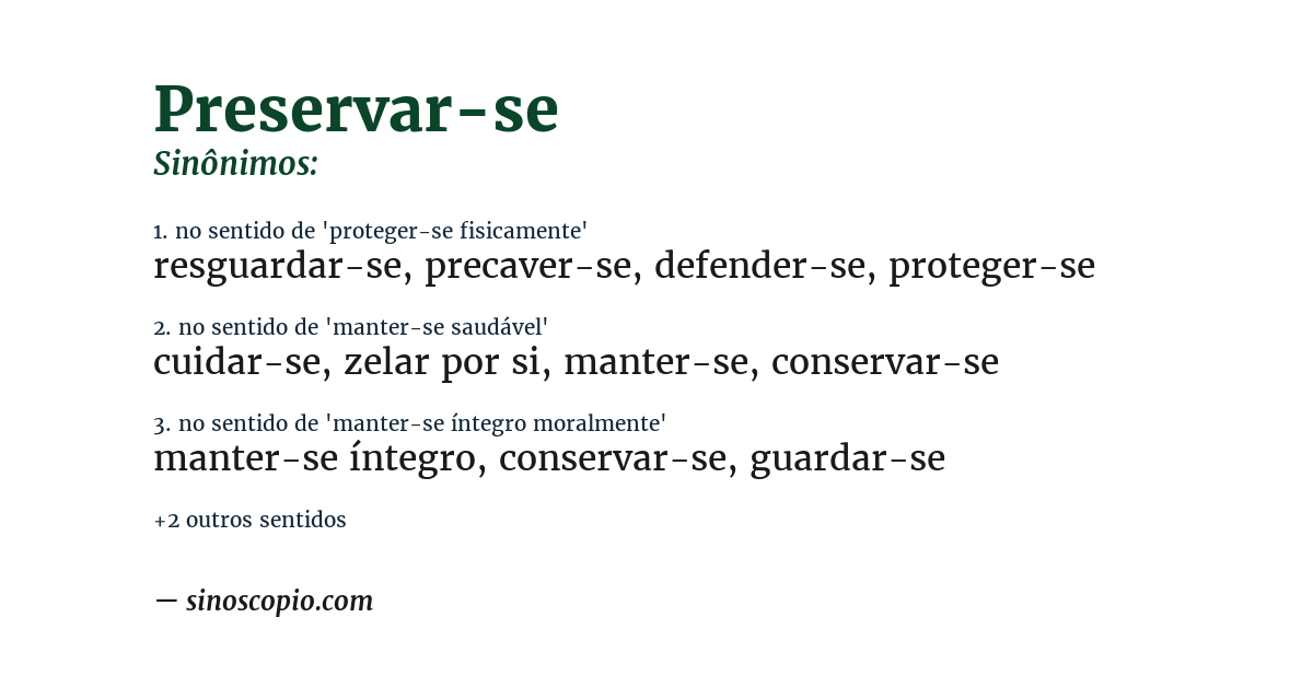 Sinônimo de preservar-se