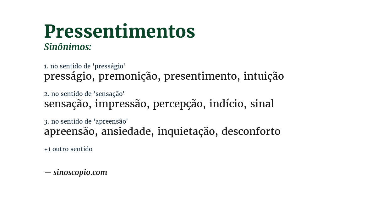 Sinônimo de pressentimentos