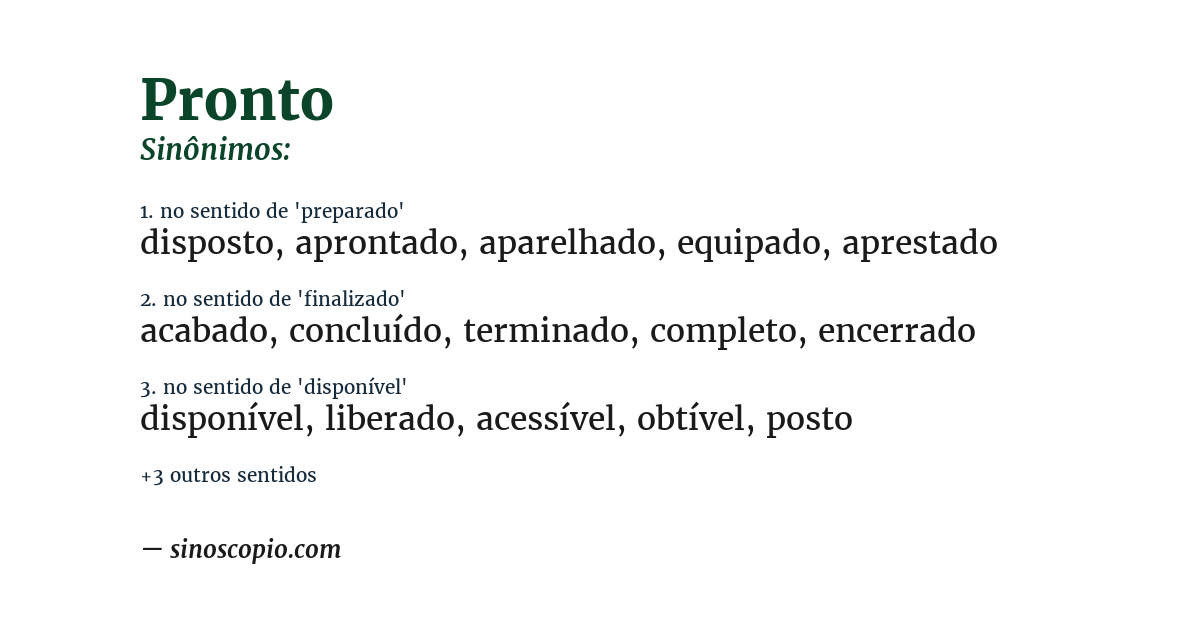 Sinônimo de pronto