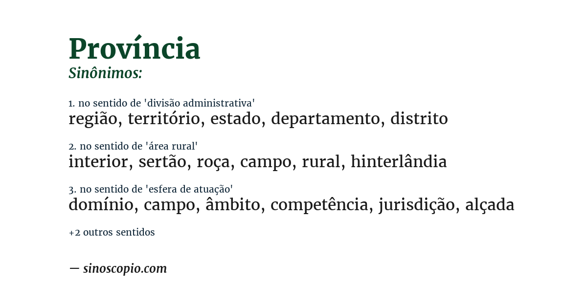 Sinônimo de província
