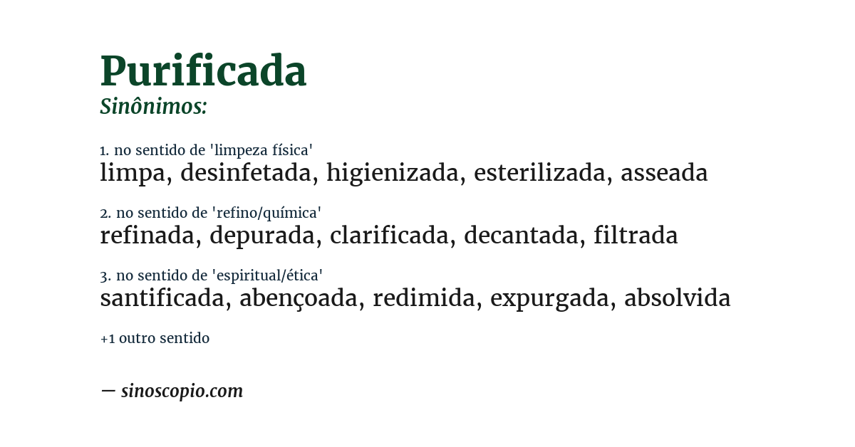 Sinônimo de purificada