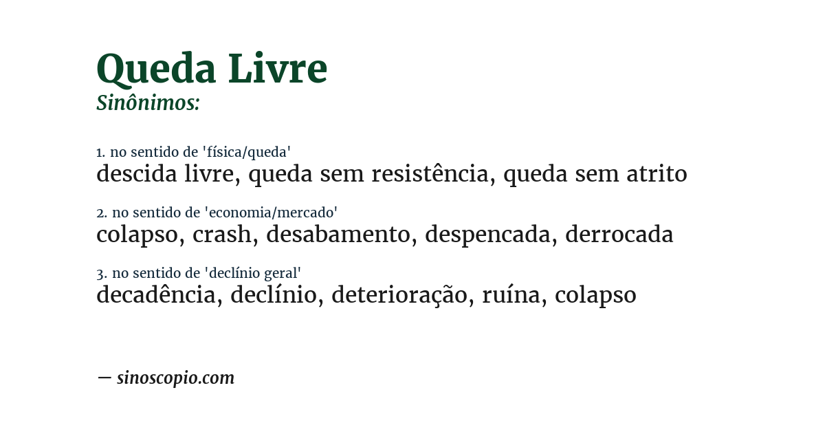 Sinônimo de queda livre
