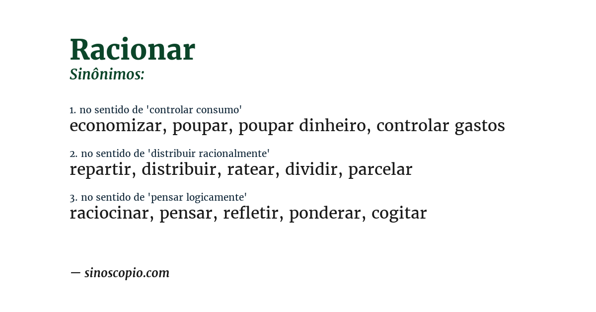 Sinônimo de racionar