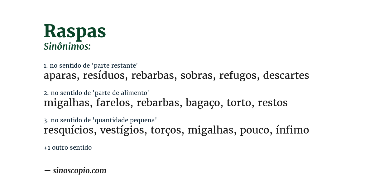 Sinônimo de raspas