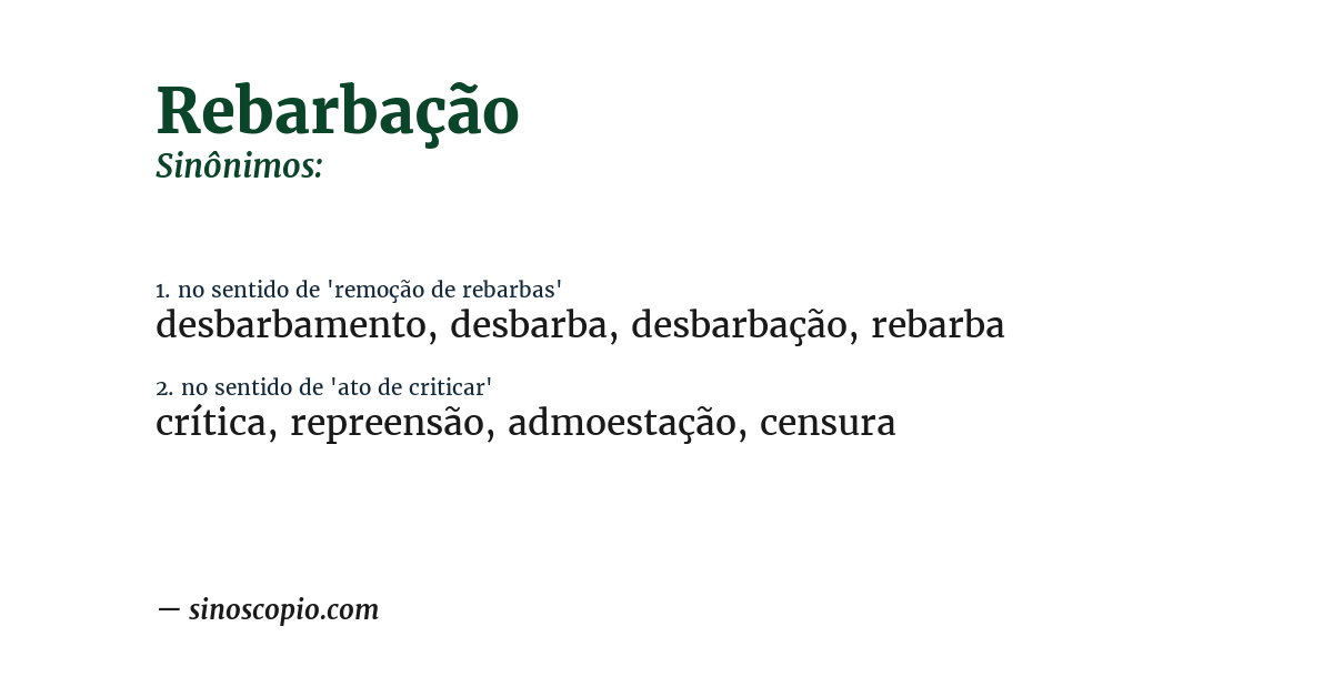 Sinônimo de rebarbação