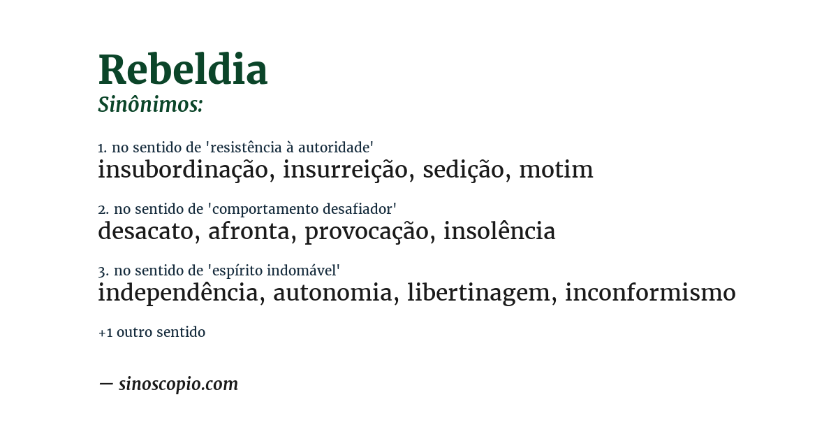 Sinônimo de rebeldia